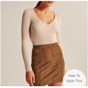Abercrombie Vegan Suede Mini Skirt Brown XS NWOT